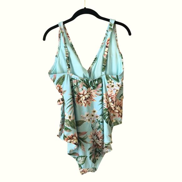 NEW Kona Sol One Piece Swimsuit Sz XL Full Coverage Wrap Tropical Floral Modest - Picture 5 of 11